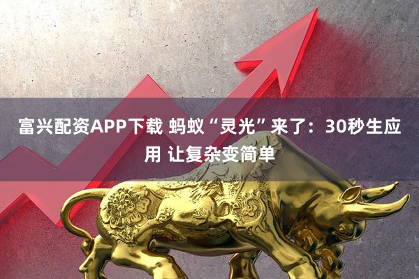 富兴配资APP下载 蚂蚁“灵光”来了：30秒生应用 让复杂变简单