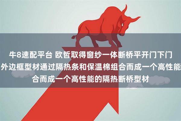 牛8速配平台 欧哲取得窗纱一体断桥平开门下门槛结构专利，内外边框型材通过隔热条和保温棉组合而成一个高性能的隔热断桥型材